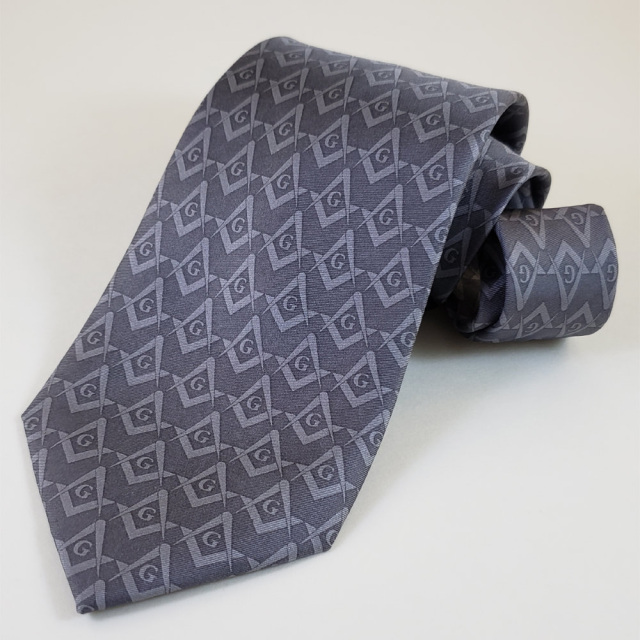 Masonic Tie - Silk Tone Gray Necktie